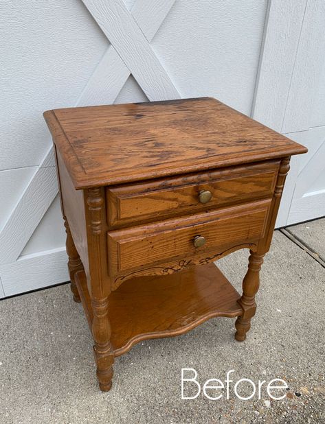 Night Table Makeover, Side Table Decor Ideas, Painted End Tables, End Table Makeover, Side Table Makeover, Nightstand Makeover, Oak End Tables, Coffee Table Makeover, Refinish Furniture