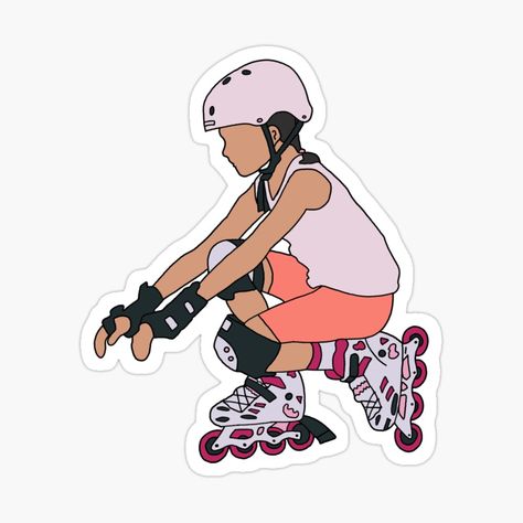 Get my art printed on awesome products. Support me at Redbubble #RBandME: https://www.redbubble.com/i/sticker/Inline-skate-girl-by-emilyvannooij/120208501.EJUG5?asc=u Onam Photos, Skating Stickers, Roller Skate Design, Roller Boogie, Roller Workout, Skate Stickers, Skate Girl, Inline Skate, Sports Day