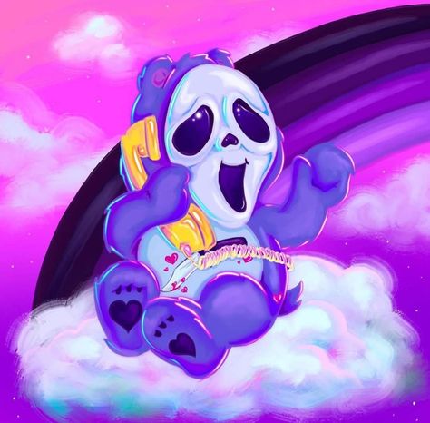 Halloween Carebear, Scream Halloween, Ghost Face, Lisa Frank, Care Bear, Care Bears, Scream, Bears, Ghost