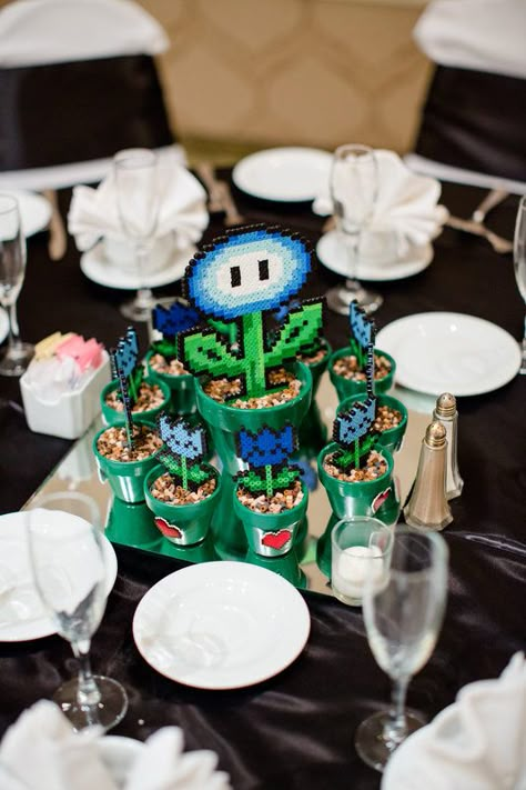 Adantha Wedding - 8 bit nintendo theme Photo By Mathy Shoots People Nintendo Wedding, Gaming Wedding, Geeky Wedding Ideas, Mario Wedding, Video Game Wedding, Extra Wedding, Spring Wedding Outfit, Gamer Wedding, Nerd Wedding