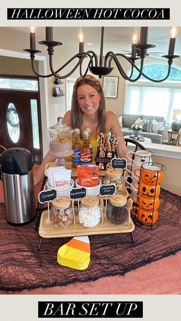 Tara Panasiuk on Instagram: "HALLOWEEN HOT COCOA BAR 🎃🖤 Comment “COCOA” to be sent all the items used for this 🥰   This will be a favorite at your parties and entertaining this season 🧡 Totally can customize with your guests favs! Don’t forget the pumpkin spice 😉 haha   Enjoy!!  #halloween #halloweenideas #entertainingathome #partyideas #fallvibes" Autumn Hot Cocoa Bar, Halloween Cocoa Bar, Coffee Bar Halloween Decor, Coffee Bar Party Drink Stations, Halloween Hot Cocoa Bar, Fall Hot Cocoa Bar, Coffee And Hot Chocolate Bar Ideas, Apple Cider Bar Wedding, Cider Bar Wedding