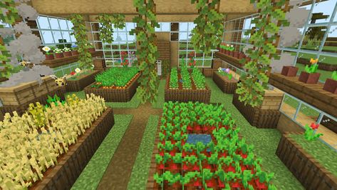 This greenhouse is made in Minecraft survival bedrock. And is a home for my bees. #Minecraft #greenhouse #survival #bedrock Minecraft Interior Design Bedrock, Minecraft Farm Greenhouse, Cute Minecraft Houses Bedrock, Minecraft Interior Ideas Survival, Bee Home Minecraft, Minecraft Greenhouse Ideas Interior, Minecraft Houses Bedrock, Mc Greenhouse, Survival Minecraft Ideas