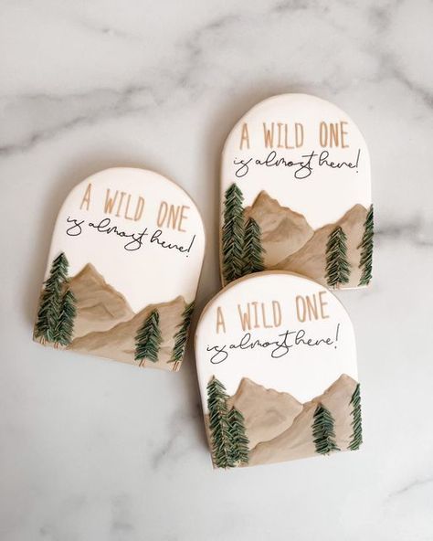 Mountain Cookies, Camping Cookies, Hunting Cake, Elopement Reception, Baking Business, Pretty Cookies, Baby Themes, Baby Shower Cookies, Embroidery Jewelry