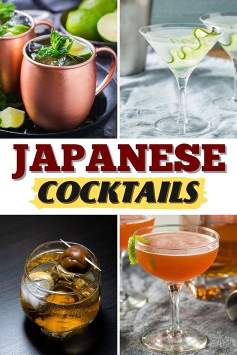 10 Classic Japanese Cocktails - Insanely Good Sushi Drink Pairing, Japanese Gin Cocktail, Sake Drinks Cocktails, Hibachi Party Drinks, Japanese Drink Recipes, Japanese Alcohol Drinks, Japanese Cocktails Recipes, Asian Inspired Cocktails, Japanese Party Theme