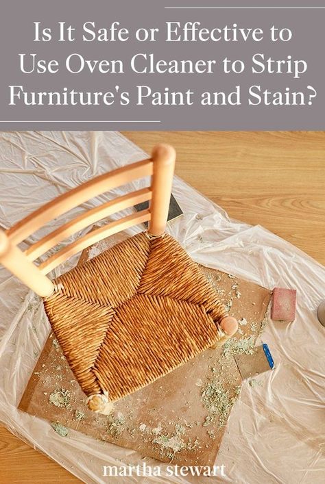 You can use oven cleaner to strip furniture, but is it safe or effective? Just like oven cleaner removes particles from your oven, oven cleaner can also loosen stain and paint from a surface—and it can also be harmful to your body and furniture. Discover everything you need to know about this growing trend, including whether or not it is safe or effective. #crafts #diyideas #easycrafts #marthastewart #hobby #tutorials Stripping Furniture With Oven Cleaner, Oven Cleaner On Wood, Oven Cleaner To Strip Wood, Stripping Furniture, Stripping Paint, Oven Cleaner, Cleaning Wood, Oven Cleaning, Painted Dresser