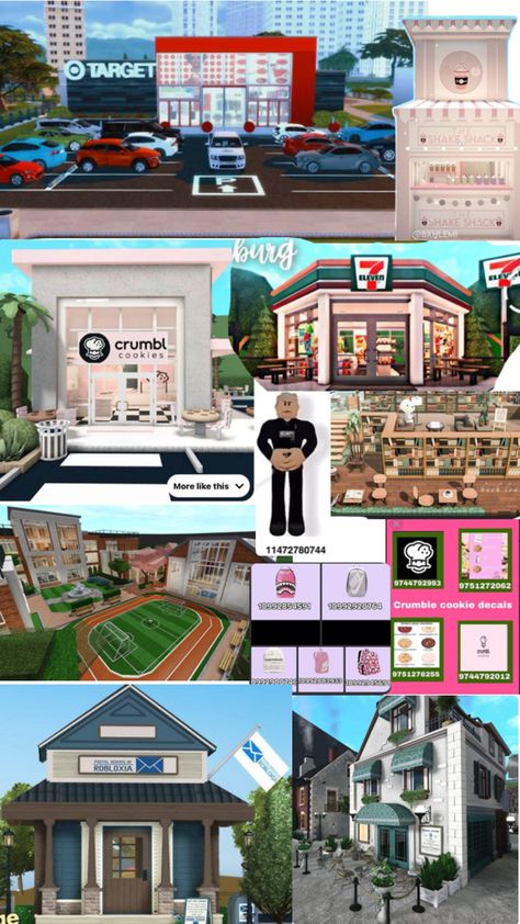 Bloxburg Town Layout Small Plot, Bloxburg Beach House, Bloxburg Town, Castle Plans, Bloxburg Decals Codes Aesthetic, The Sims 4 Lots, Blocksburg Room Ideas￼, Free House Design, House Decals