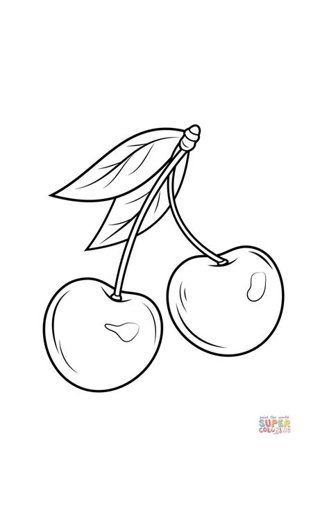 Cherry Drawing Tattoo, Cool Cherry Tattoo, Cherry Tattoo Designs Ideas, Cherries Tattoo Design, Cherry Flash Tattoo, Cherry Tattoo Stencil, Cherries Outline, Cherry Tattoo Outline, Cherry Stencil