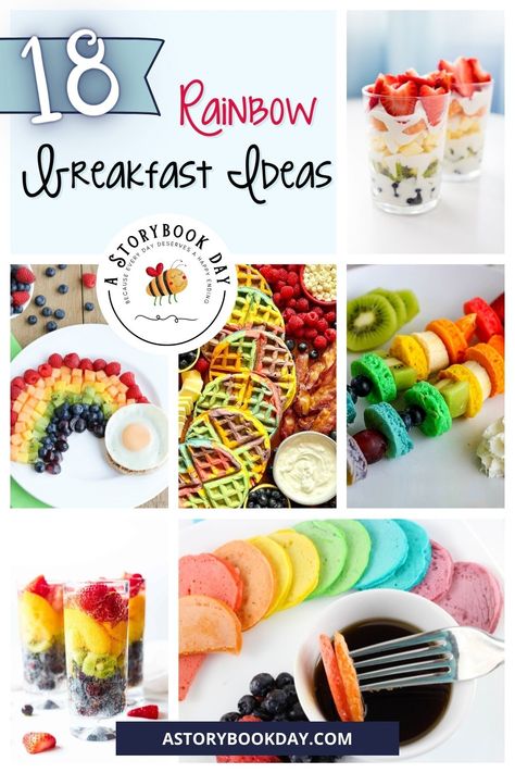 Fun and Delicious Rainbow Breakfast Ideas Your Kids Will Love! Rainbow Brunch Food, Rainbow Brunch, Pride Brunch, Rainbow Breakfast, Making A Rainbow, Rainbow Pizza, Healthy Fruit Pizza, Yogurt Parfait Recipe, Rainbow Pancakes