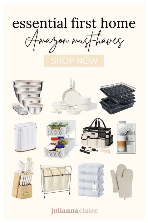 Shopping for helpful home items for your first apartment or house? Find affordable Amazon finds for your kitchen, bathroom or bedroom on my Amazon storefront! First House Must Haves, Amazon Store Fronts, Amazon House Must Haves, Moving Into Your First Home, Amazon Home Must Haves, Amazon Findings, Apartment Finds, Counter Ideas, Apartment Must Haves