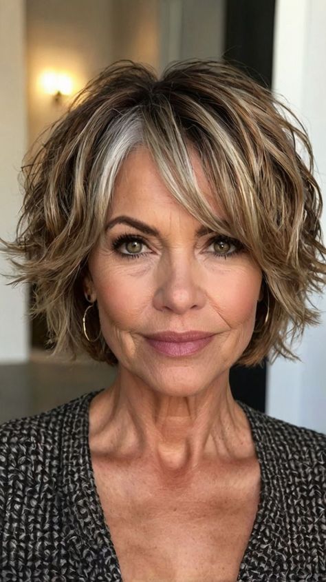 👩 Want to boost your confidence? Create the illusion of thicker hair with this Layered Bobs Stylish Short Hairstyles for Women Over 50. Master the art of creating textured waves. Suitable for all face shapes and hair textures. Easy to maintain and style at home. Click for a step-by-step guide! #LayeredBobsStylishShortHairstylesforWomenOver50 Square Layered Haircut, Short Flicky Hair, Short Layered Hair With Bangs Choppy, Messy Chin Length Hair With Layers, Medium Length Bob Haircut With Bangs, Short Choppy Haircuts For Thick Hair, Pixie Shag Haircuts For Fine Hair, Bob Hair Styles For Women Over 50, Flicked Hairstyles