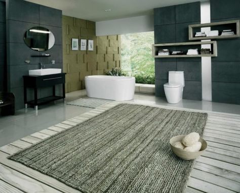 19 Beautiful Options For Choosing Bathroom Rug Large Bathroom Rug Ideas, Large Bathroom Rugs, Grey Laminate Flooring, Tropical Bathroom, Large Bathroom, Bathroom Rugs And Mats, Large Baths, Bathroom Carpet, Big Bathrooms