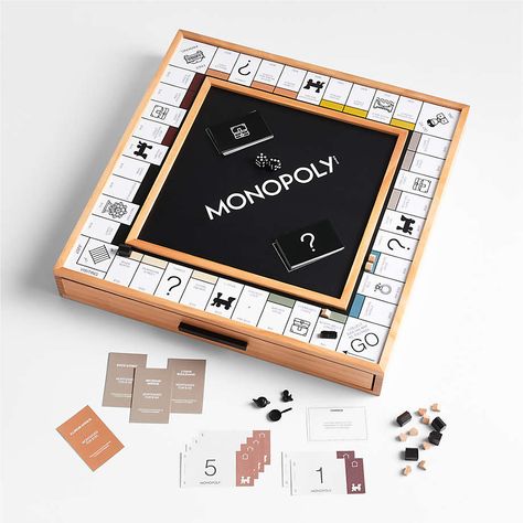 Crate & Barrel Monopoly Deluxe Edition Board Game + Reviews | Crate & Barrel Monopoly Board, Magnificent Mile, Wood Games, Navy Pier, Wedding Gift Registry, Bar Gifts, Wedding Registry, Mini Games, All Games