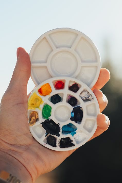 Porcelain Paint Palette, Diy Air Dry Clay Paint Palette, Ceramic Pallet, Ceramic Watercolor Palette, Clay Palette, Ceramic Palette, Stephanie Law, Paint Storage, Diy Ceramic