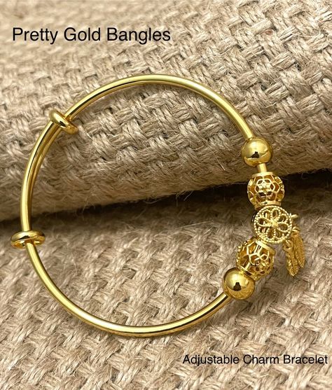 Buy Gold Charm Bangle Charm Bracelet for Women Charm Jewelry online on Etsy India. Shop for handmade, vintage and unique Bangles items from PrettyGoldBangles online on Etsy Unique Bangle, Handmade Gold Jewellery, Bangles For Women, The Bangles, Bracelets Design, Gold Jewelry Stores, Jewelry Bracelets Gold, Bangles Making, Dope Jewelry