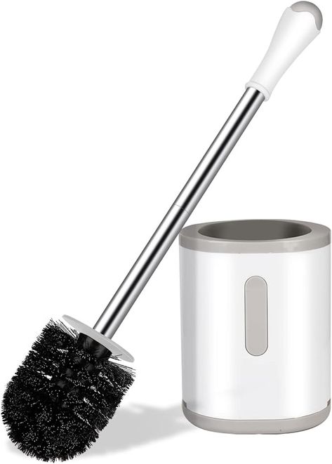 Amazon.com: AONEZ Compact Toilet Brush & Holder, Stainless Steel Handle, Space Saving for Storage, Deep Cleaning, Drip-Proof, Easy to Assemble, Nylon Bristles, White & Grey : Home & Kitchen Hidden Toilet, Toilet Bowl Brush, Toilet Brushes And Holders, Drip Design, Plungers, Toilet Bowl Cleaner, Toilet Cleaner, Toilet Cleaning, Toilet Bowl