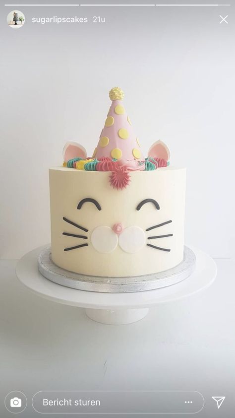 Birthday Cakes Girls Kids, Cute Birthday Cake, Birthday Cake For Cat, Birthday Cake Decorations, New Birthday Cake, Kitten Birthday, 2 Birthday Cake, Birthday Cakes For Women, Animal Cakes