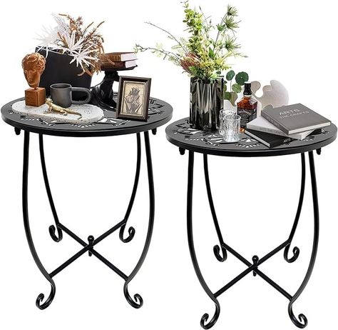 Amazon.com: 2 Pack Outdoor Side Tables for Patio,13 Inch Weather Resistant Metal Plant Stand Side Table, Round Outdoor End Table Accent Side Table for Patio Yard Porch Balcony Garden Bedside Indoor Outdoor : Patio, Lawn & Garden Garden Seating Area, Outdoor End Tables, Patio Side Table, Porch Balcony, Metal End Tables, Table For Small Space, Metal Plant Stand, Outdoor Side Tables, Accent Side Table