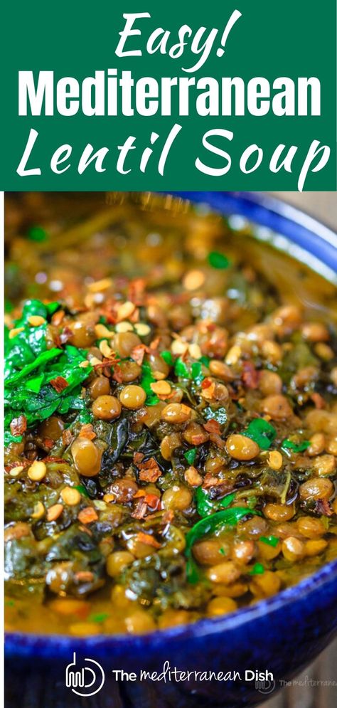 Spinach Lentil Soup, Spinach Lentil, Soup Lentil, Spicy Soup Recipes, Spicy Spinach, Mediterranean Soup, Best Lentil Soup Recipe, Spicy Lentil Soup, Vegan Lentil Soup