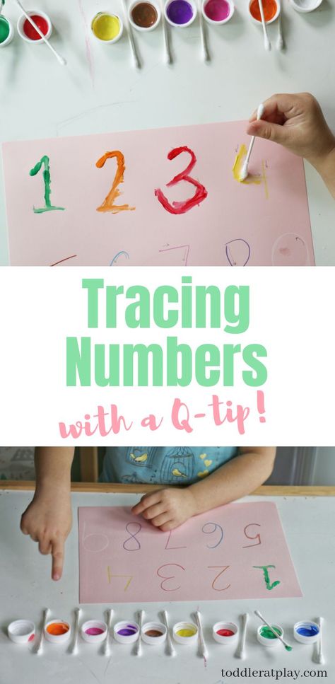 Make learning to write fun with this q-tip tracing activity for preschoolers! #preschoolactivity #writingactivities September Themes, Tracing Activity, Activity For Preschoolers, August Calendar, Preschool Fine Motor, Number Tracing, Numbers Preschool, Q Tip, Kids Learning Activities