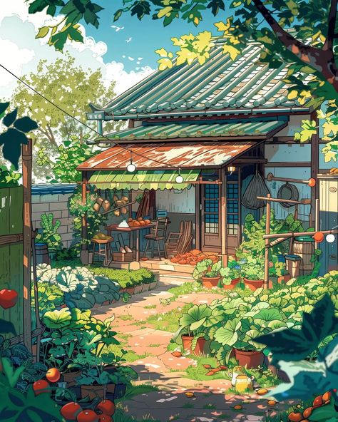 gardening in Ghibli style 🍃   ⠀⠀⠀⠀⠀⠀⠀⠀⠀⠀⠀ 🔗 https://linktr.ee/whimcity ✉�️ DM for collabs ⠀⠀⠀⠀⠀⠀⠀⠀⠀ 🔗 #chillvibes 🔗 #studioghibli 🔗 #aiartcommunity 🔗 #animelover 🔗 #animeart 🔗 #mangaart 🔗 #lofi 🔗 #japanlover Scenery Artwork, Fantasia Art, Toon Shader, Anime Places, House In Nature, Ghibli Art, Aesthetic Indie, School Art Projects, Garden Landscape Design