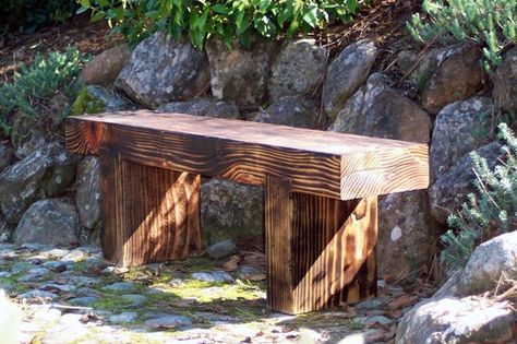 Small Garden Bench, Wood Bench Outdoor, Large Backyard Landscaping, Garden Bench Diy, Wooden Benches, Outdoor Garden Bench, Blow Torch, Wooden Garden Benches, Simple Garden