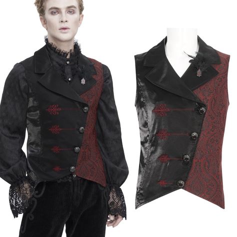 Victorian Vampire Outfit Male, Victorian Goth Male, Victorian Goth Men, Gothic Waistcoat, Victorian Male, Victorian Waistcoat, Goth Male, Vampire Outfit, Vampire Au