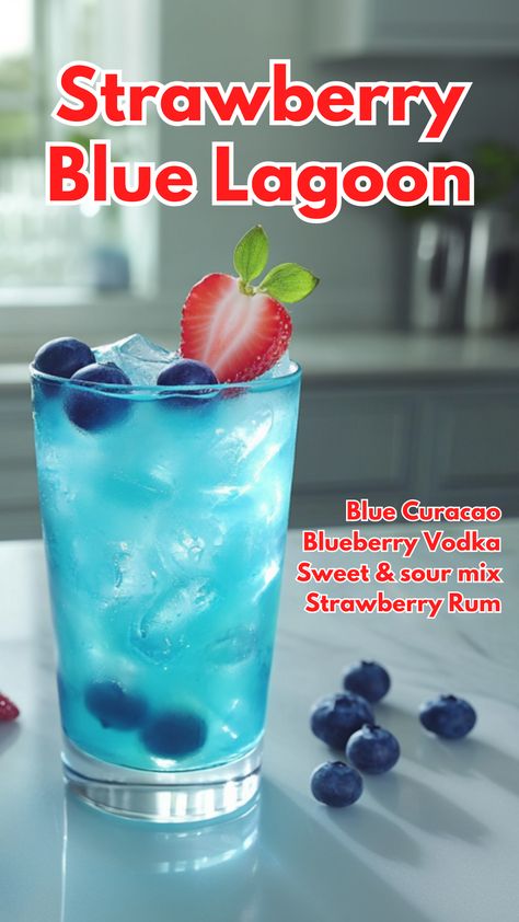 Berry Mixed Drinks, Blueberry Liquor Cocktails, Blue Party Punch Alcohol, Drinks With Blueberry Vodka, Refreshing Mixed Drinks, Fun Mixed Drinks Alcohol, Fun Fruity Alcoholic Drinks, Blue Alcoholic Drinks For A Party, Fruity Drinks With Alcohol