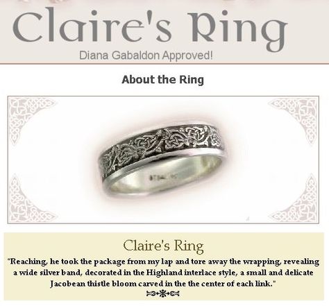 Outlander Wedding Ring, Outlander Ring, Wide Silver Band, Thistle Ring, Outlander Starz, Diana Gabaldon, Fun Things, Silver Band, Outlander