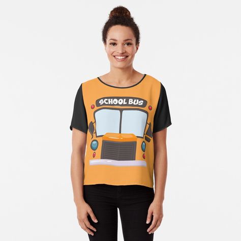 Get my art printed on awesome products. Support me at Redbubble #RBandME: https://www.redbubble.com/i/top/Funny-School-Bus-Dress-Up-Truck-school-bus-driver-Costume-by-mustafa93/48108555.B7P0O?asc=u School Trip Bus, Bus Driver Costume, Bus Outfit, Chiffon Top Designs, School Bus Driver, Funny School, School Outfit Ideas, School Trip, Bus Driver