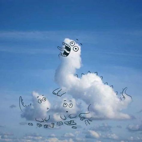 Clouds Doodle Art, Cloud Doodle, Food Illustration Design, Surealism Art, Cloud Illustration, Digital Art Photography, Images Kawaii, Cloud Art, Doodle On Photo