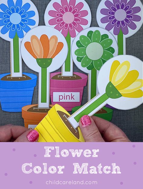 Flower Color Matching Color Matching Preschool, Color Activities For Toddlers, Spring Preschool Activities, Spring Crafts Preschool, Prek Crafts, Sorting Colors, Activity For Preschool, Flower Puzzles, Plant Activities