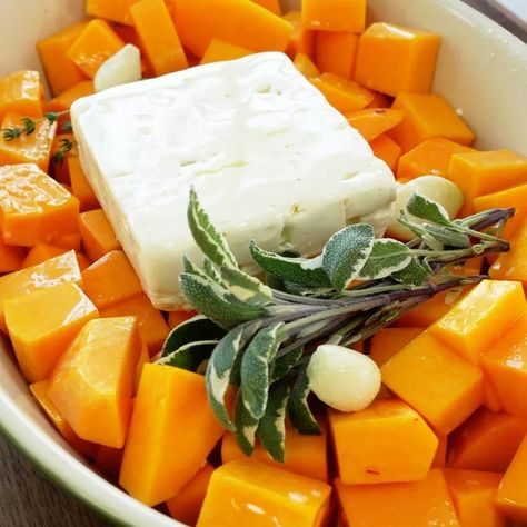 Baked Feta & Butternut Squash Soup Half Baked Harvest Butternut Squash Soup, Roasted Butternut Squash And Feta Soup, Roasted Feta Soup With Butternut Squash, Butternut Feta Soup, Butternut Squash Feta Soup, Baked Feta Soup, Butternut Squash Feta, Feta Soup, Sunday Soup