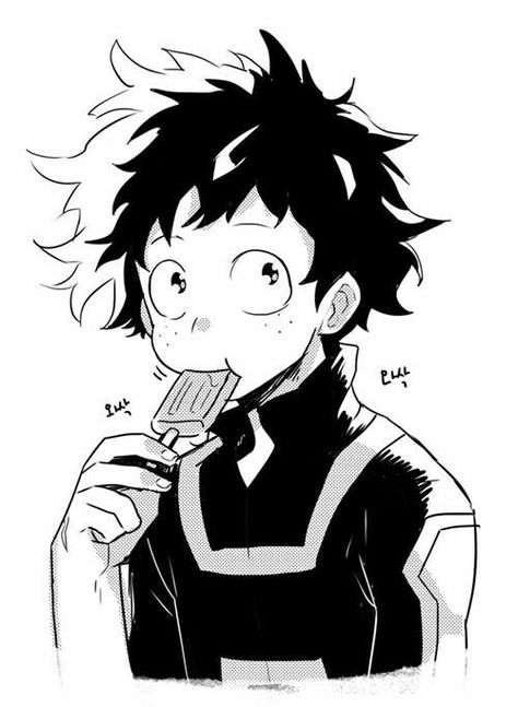 Midoriya "Deku" Izuku, eating, popsicle, cute, text; My Hero Academia Anime Character, The Story, Wattpad, Hair, Anime