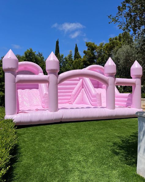 Pink Jumping Castle, Barbie Pool, Party Rental Ideas, Barbie Pool Party, Pink Pool, Golden Birthday Parties, Hello Kitty Room Decor, Jumping Castle, Daughters Birthday