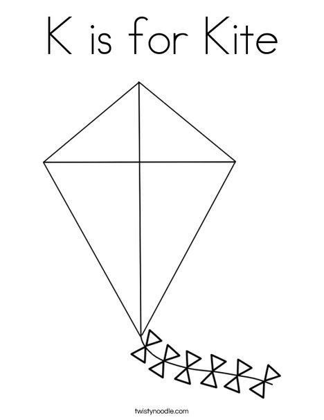 K is for Kite Coloring Page - Twisty Noodle Kite Craft Template, K Is For Kite, Kite Template, Kites Preschool, Letter K Crafts, Kite Craft, Kites Craft, Spring Crafts Preschool, May Crafts