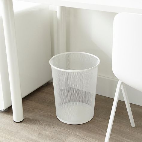 White Mesh Trash Can | The Container Store Bedroom Trash Can, Room Wishlist, White Room Decor, Accessories Aesthetic, Room Redesign, Study Room Decor, Accessories Bathroom, Cute Bedroom Decor, Cozy Room Decor