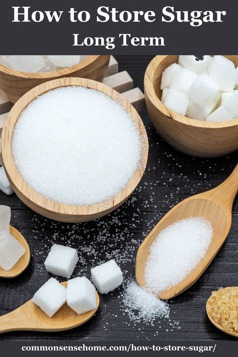 With all the bad press about sugar, why would you want to learn how to store sugar, long term or otherwise? Sugar acts as a preservative, adds variety to recipes, and is a fairly inexpensive calorie source. You can also use it for wound care, as I'll explain in a bit. We'll share how to store sugar long term - granulated, brown, and powdered - with tips for quality and mistakes to avoid. Dry Canning Sugar, How To Store Flour, Sugar Act, Sugar Photography, Soften Brown Sugar, Motion Ideas, Make Brown Sugar, Food Preserving, Preserve Food