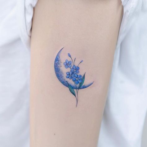 Forget Me Not Flower Tattoo, Blue Flower Tattoos, Forget Me Not Tattoo, Unique Small Tattoo, Flower Tattoo Meanings, Knot Tattoo, Forget Me Not Flower, Cute Tattoos For Women, Flower Tattoo Designs