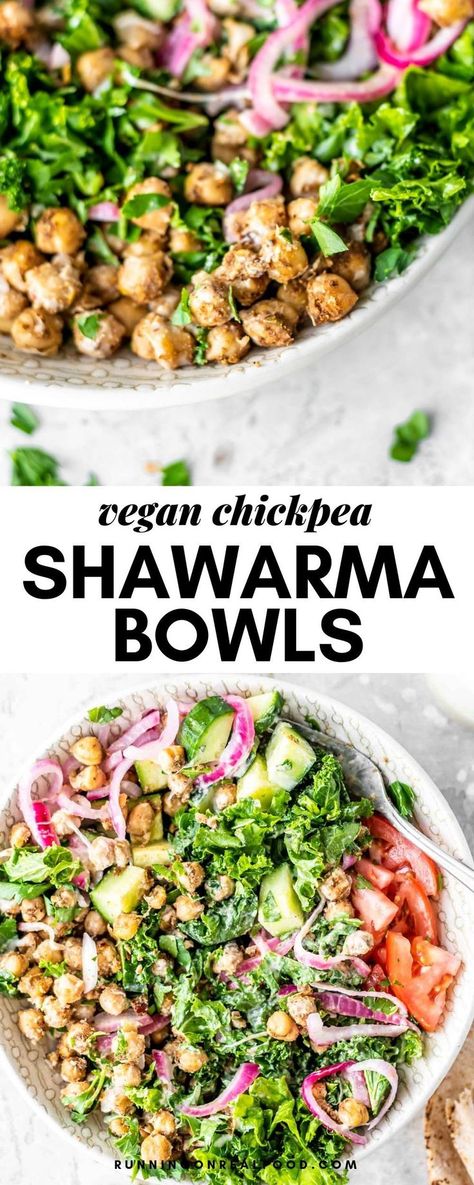 Chickpea Shawarma, Shawarma Salad, Lemon Tahini Sauce, Pickled Red Onion, Vegan Chickpea, Salad Salad, Vegan Raw, Vegan Salad Recipes, Tahini Sauce