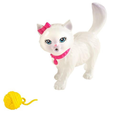 Barbie Cat, Barbie Pets, Celebrity Barbie, Blue Bedrooms, Ball Of Yarn, Pet Kitten, Cat Drinking, White Kittens, Yellow Cat