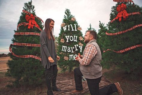 Tree Farm Proposal, Christmas Wedding Proposal, Christmas Wedding Themes, Christmas Proposal, Proposal Pictures, Best Wedding Proposals, Christmas Engagement, Proposal Photos, Perfect Proposal