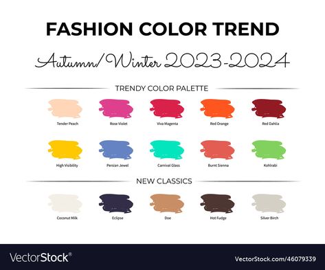 Color Trends Fashion, Colors Palette, Vector Template, Color Fashion, Fashion Color, Winter 2023, Trendy Colors, Creative Designs, Fashion Colours