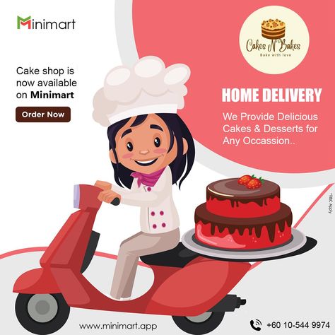 Cake Delivery Service in Malaysia Delivery Cartoon, Chef Girl, Bakery Delivery, Order Cakes Online, Indian Grocery Store, Cake Bakery, Sweet Lover, Cake Delivery, Cake Online