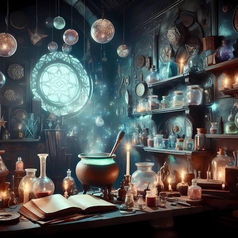 Witch Laboratory, Magic Laboratory, Gothic Background, Witch's Cauldron, Magical Room, Fantasy Shop, Fantasy Rooms, Fantasy Magic, Herbal Magic