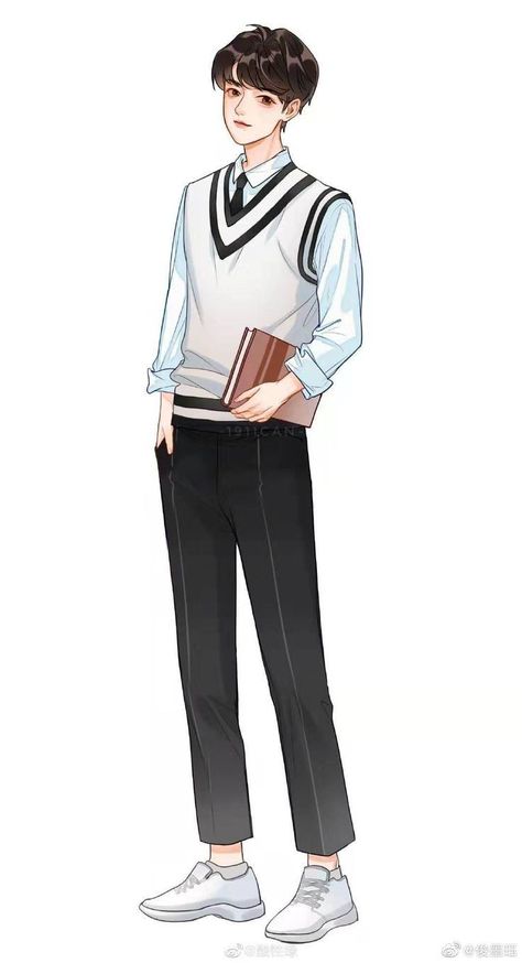 Anime Boy Outfit Ideas, Anime Boy Outfits, Male Outfits Drawing Reference, Guy Outfits Drawing, Anime School Boy, Preppy Boy Outfits, Boys Dressy Outfits, Poses Standing, Photo Manga