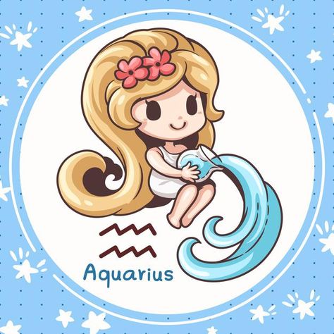 Zodiak Aquarius, Zodiac Cartoon, Chibi Doll, Zodiac Sign Aquarius, Aquarius Art, Horoscope Art, Zodiac Aquarius, Bff Drawings, Zodiac Designs