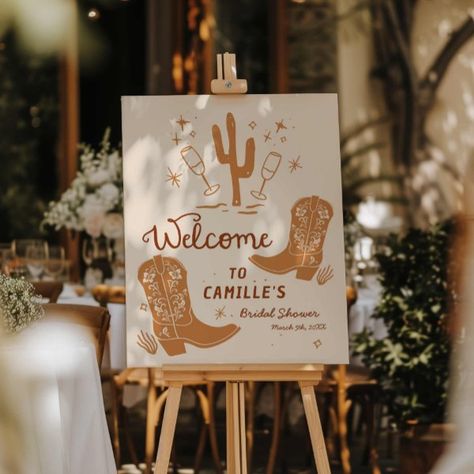 Boots and Bubbly Bridal Shower Welcome Sign Boots And Bubbly Bridal Shower, Boots And Bubbly, Cowgirl Bridal Shower, Western Bridal Showers, Western Engagement, Western Themed Wedding, Engagement Signs, Cowboy Baby Shower, Cowboy Wedding