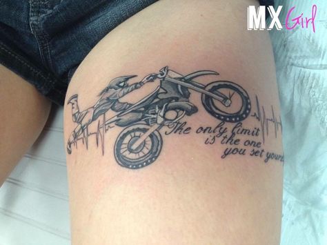 Dirt Bike Tattoo For Women, Motocross Tattoo Ideas Women, Dirtbike Tattoo Ideas Motocross, Dirt Bike Tattoo Ideas, Dirtbike Tattoo, Motocross Tattoo, Dirt Bike Tattoo, Antler Tattoos, Like Tattoos