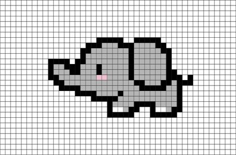 Pixel Art Animals, Elephant Cross Stitch, Tiny Cross Stitch, Easy Pixel Art, Pixel Art Templates, Pixel Drawing, Safari Travel, Pixel Crochet, Pixel Art Grid