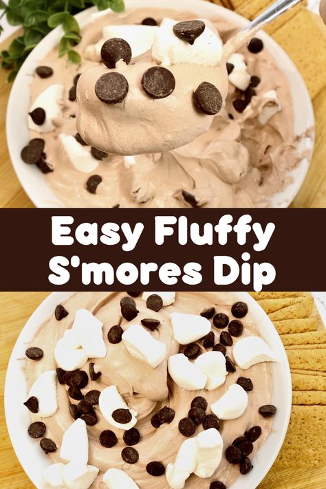 S'more Dip Recipe, S’mores Dip Recipe Easy, Smores Dip With Marshmallow Fluff, Fluffy Smores Dip, S’more Dip Crockpot, Easy S’mores Dip, Smores Fluff Dip, S’more Dip Recipe, S’mores Dip Cold